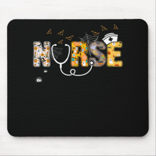 Halloween-Geschenk für Krankenschwester mit Kürbis Mousepad