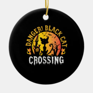 Halloween-Geschenk Gefährdung durch Katzenüberqu Keramik Ornament