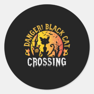 Halloween-Geschenk   Gefährdung durch Katzenüberqu Runder Aufkleber