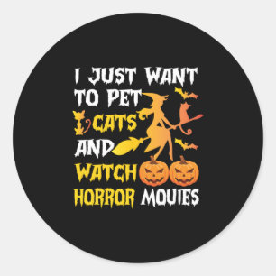 Halloween-Geschenk Ich Wollte einfach Katzen zum Runder Aufkleber