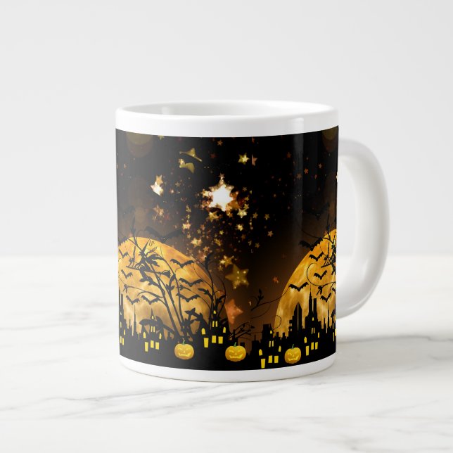 Halloween-Geschenke von fliegenden Hexen ernten Mo Jumbo-Tasse (Vorderseite Rechts)