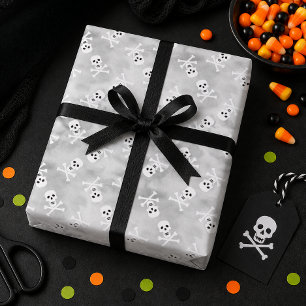 Halloween-Geschenkpapier mit Totenkopf und Kreuzkn Geschenkpapier