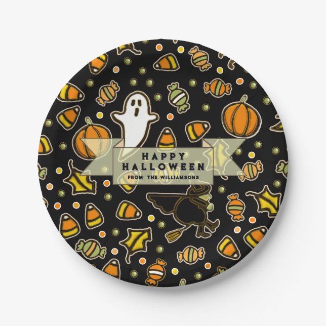 Halloween-Geschenksüßigkeiten Pappteller (Vorderseite)