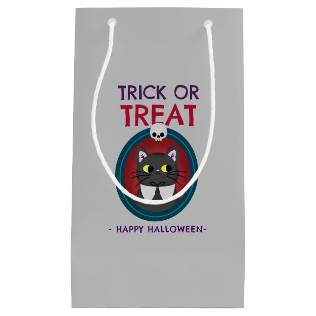 Halloween-Geschenktasche, Trick oder Treat-Katze i Kleine Geschenktüte (Vorderseite)