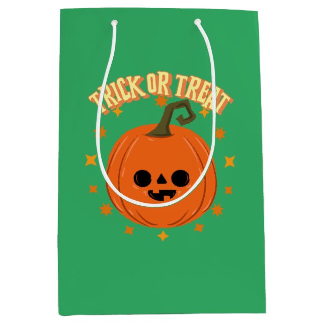 Halloween Geschenktüte Kürbistrick oder Trete (Vorderseite)