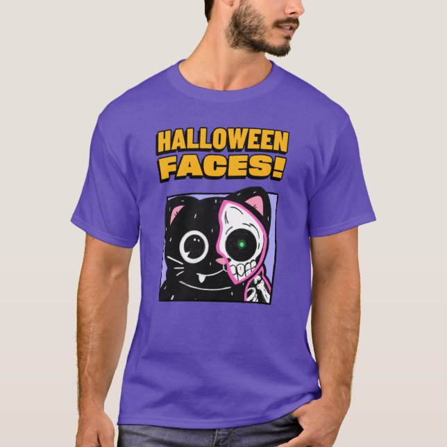 Halloween-Gesichter T-Shirt (Vorderseite)