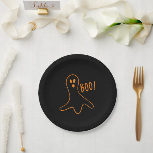 Halloween-Gespenst schwarz-orangefarben Spore Pappteller
