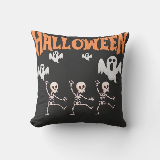 Halloween Gespenster und tanzende Skelette Kissen (Vorderseite)