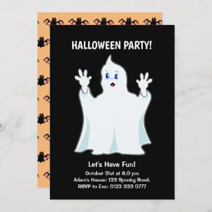 Halloween Ghost auf schwarze Einladung