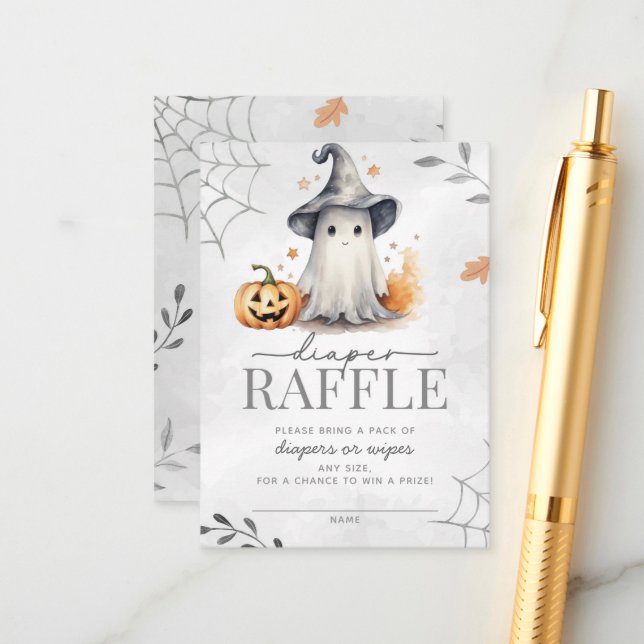 Halloween Ghost Baby Duwer Diaper Raffel Begleitkarte (Vorderseite/Rückseite Beispiel)