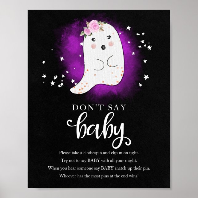 Halloween Ghost Baby Shower Say Baby Sign nicht Poster (Vorne)