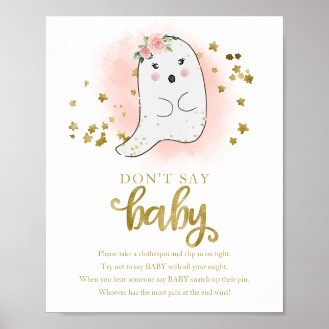 Halloween Ghost Baby Shower Say Baby Sign nicht Poster (Vorne)