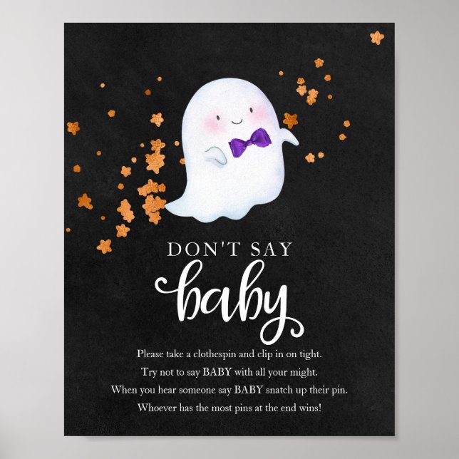 Halloween Ghost Baby Shower Say Baby Sign nicht Poster (Vorne)