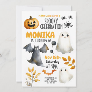 Halloween Ghost Bat Pumpkin Kindergeburtstag Einladung