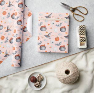 Halloween Ghost Bats Hexenhutte Muster Geschenkpapier