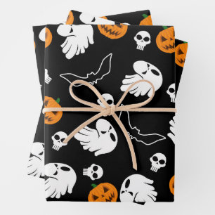 Halloween Ghost Bats Skull Pumpkin Geschenkpapier Set