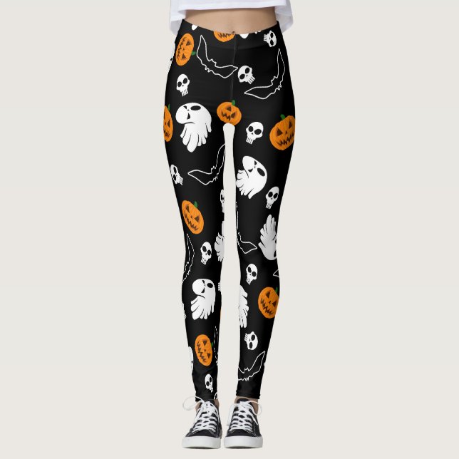 Halloween Ghost Bats Skull Pumpkin Leggings (Vorderseite)