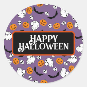 Halloween Ghost Bats Skull Pumpkin Runder Aufkleber