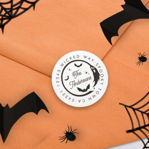 Halloween Ghost Bats Spooky-Rücksendeadresse   Wei Runder Aufkleber
