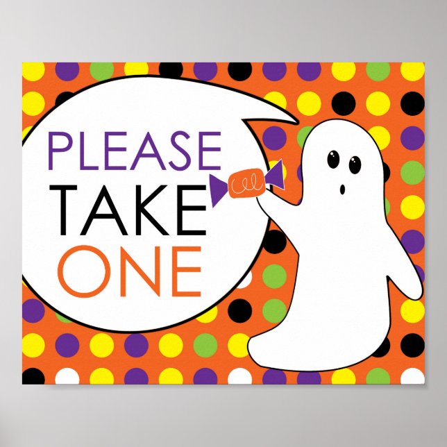 Halloween Ghost Bitte nimm eine Süßigkeit. Poster (Vorne)