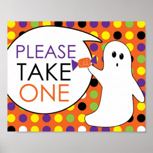 Halloween Ghost Bitte nimm eine Süßigkeit. Poster