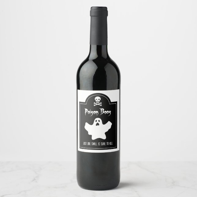Halloween Ghost Black und White Weinetikett (Vorderseite)