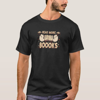 Halloween Ghost Boo Books Read Boooks Librarian C T-Shirt