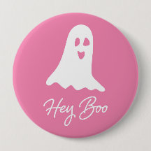 Halloween Ghost Boo Pink und White Button Button