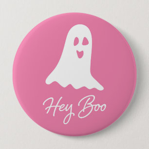 Halloween Ghost Boo Pink und White Button Button