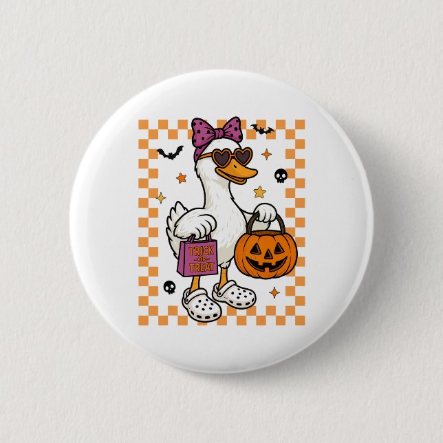 Halloween Ghost Bow Coquette Trick or Tree Button (Vorderseite)
