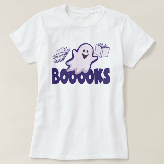 Halloween-Ghost-Buch T-Shirt (Design vorne)