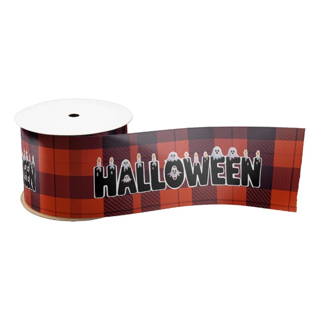 Halloween Ghost Candle Lettering Satinband (Spule)