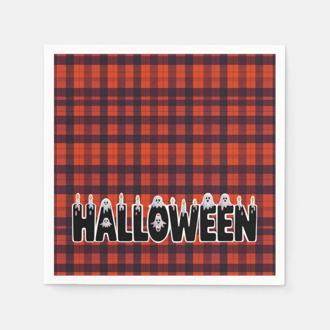 Halloween Ghost Candle Lettering Serviette (Vorderseite)