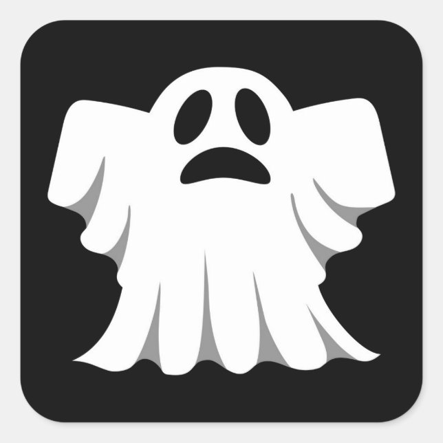 Halloween Ghost Cartoon Illustration 10 Quadratischer Aufkleber (Vorderseite)