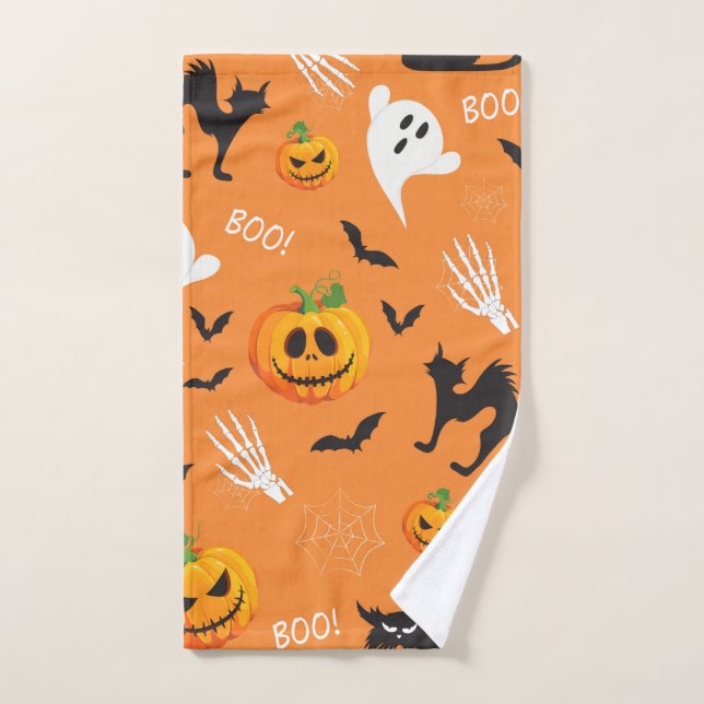 Halloween Ghost Cat Pumpkin Pattern Handtuch (Handtuch)