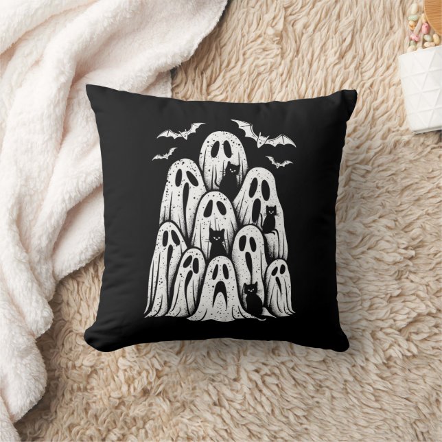 Halloween Ghost Cats Lover Fall Spooky Jahreszeit Kissen (Decke)