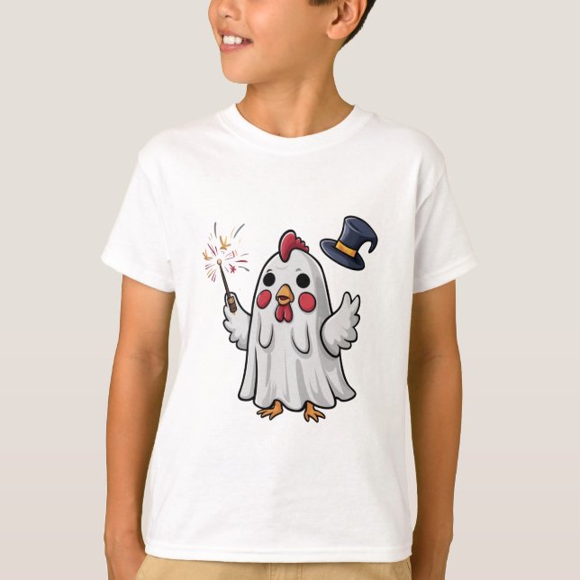 Halloween Ghost Chicken #8 Digitale Kunst T-Shirt (Vorderseite)