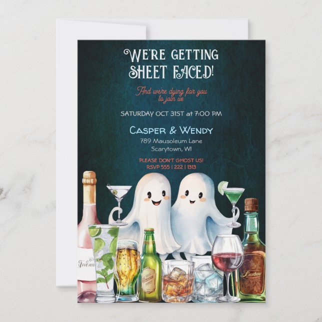 Halloween Ghost Cocktails Einladung (Vorderseite)