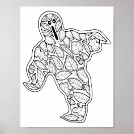 Halloween Ghost Coloring Page Art Poster