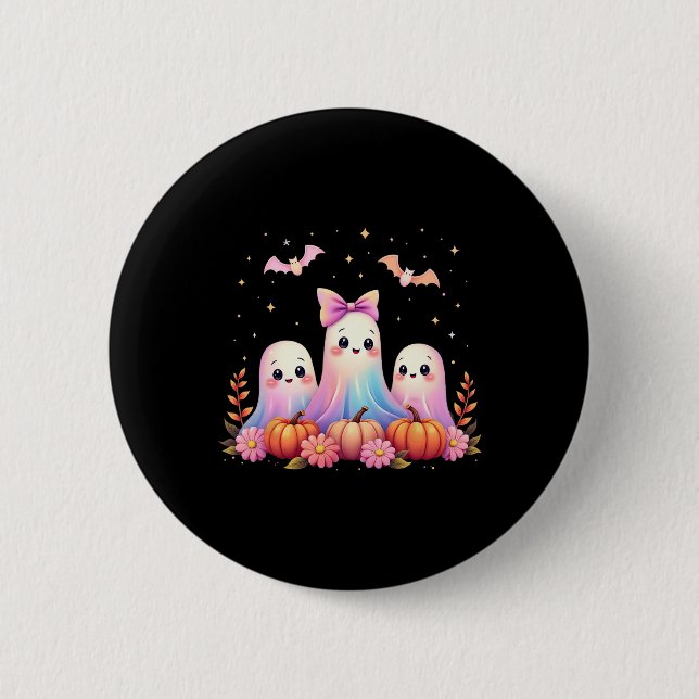 Halloween Ghost Coquette Bow Fall Pumpkin Spooky S Button (Vorderseite)