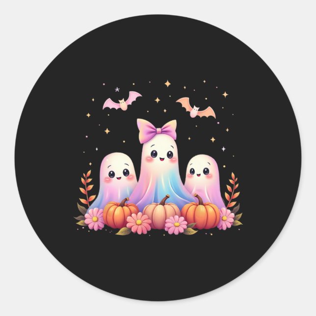 Halloween Ghost Coquette Bow Fall Pumpkin Spooky S Runder Aufkleber (Vorderseite)