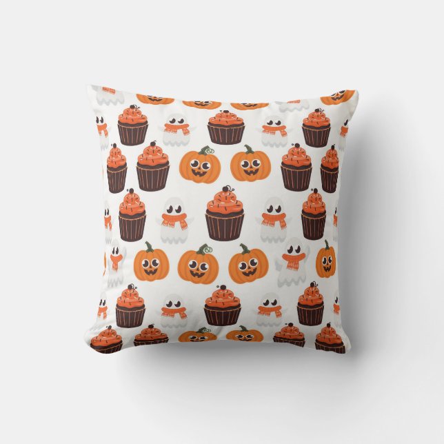 Halloween Ghost, Cupcakes und Pumpkins Kissen (Vorderseite)