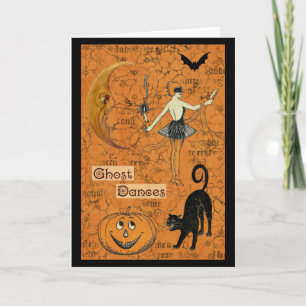 Halloween Ghost Dances Beängstigend Moon Karte
