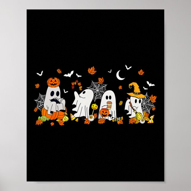 Halloween Ghost Drink Kaffee Fall Ghost Buch Re Poster (Vorne)