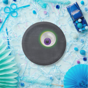 Halloween Ghost Eyeball Eye Cyclops Chalkboard Pappteller