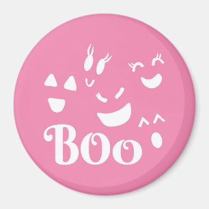 Halloween Ghost Face Pink und White Magnet