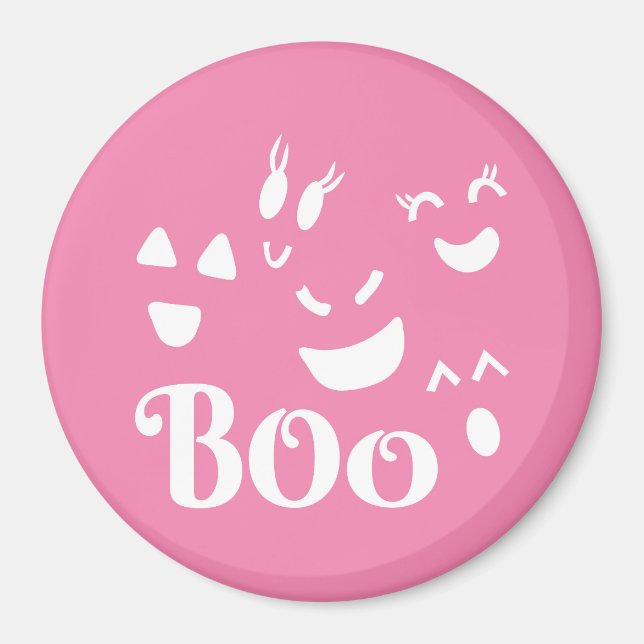 Halloween Ghost Face Pink und White Magnet (Vorne)