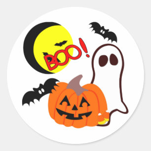 Halloween Ghost Friends Runder Aufkleber