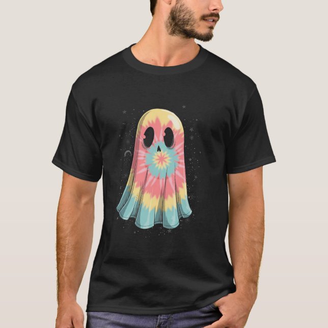 Halloween Ghost Gefärbte Krawatte Retro Hippie-Kos T-Shirt (Vorderseite)