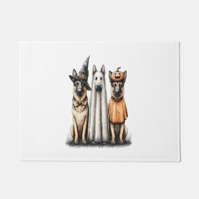 Halloween Ghost German Shepherd Dog Fußmatte (Vorderseite)